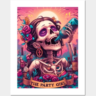 "The Party Girl" Skeleton Tarot Card Posters and Art